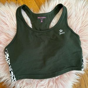 NWOT JUICY COUTURE SPORTS BRA OLIVE GREEN w/ zebra stripe